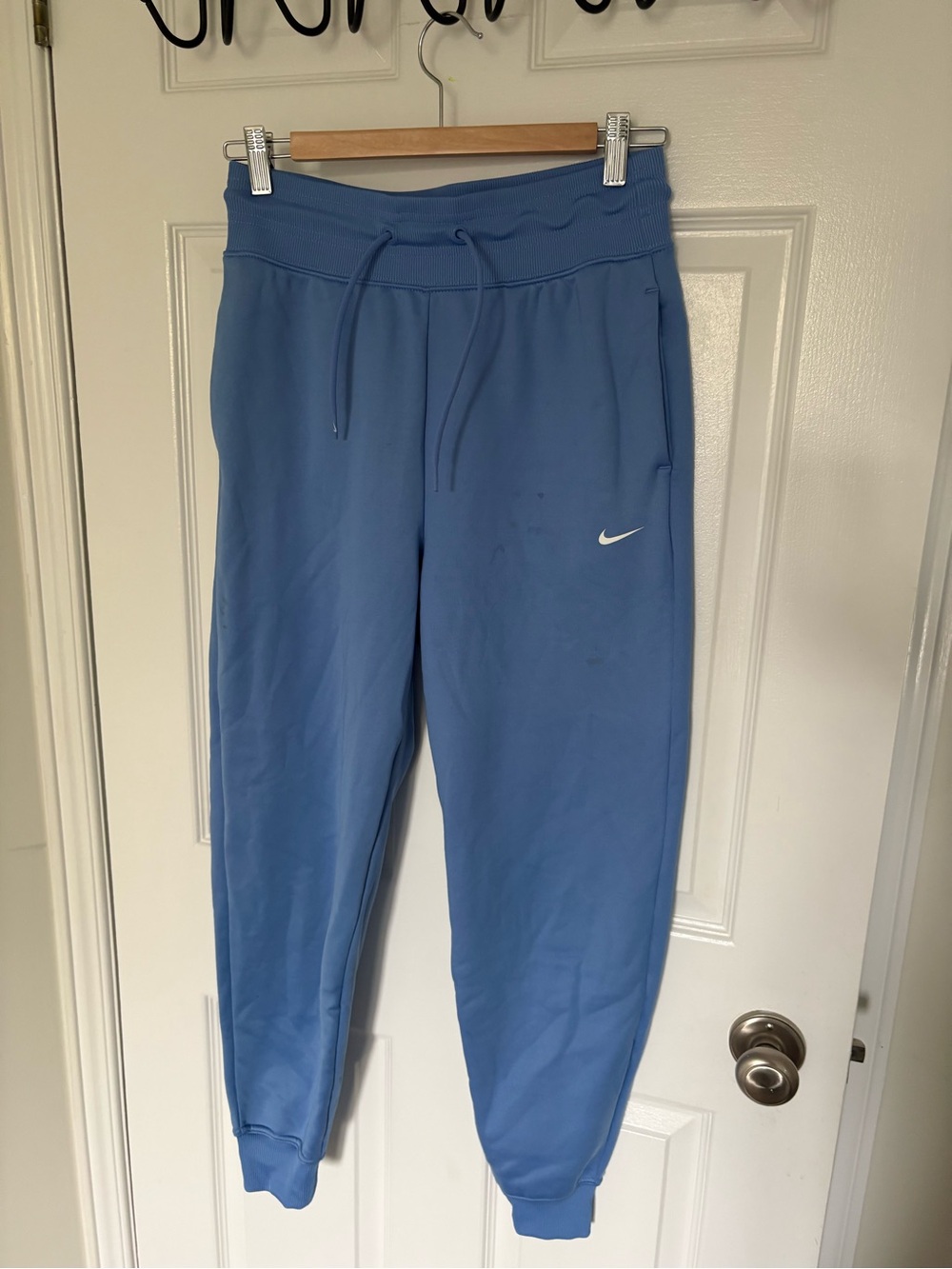 Nike Light Blue Drawstring Joggers with White Swoosh